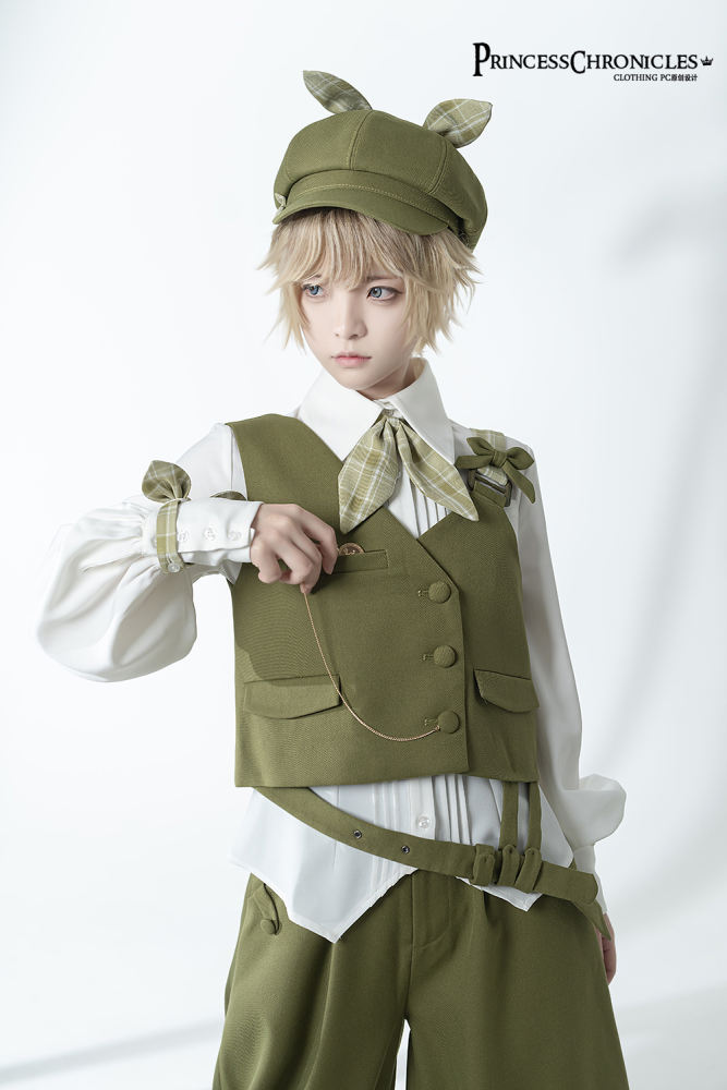 Princess Chronicles The Secret Morning Post Vest, Pants, Blouse and Hat - Matcha Ouji Fashion