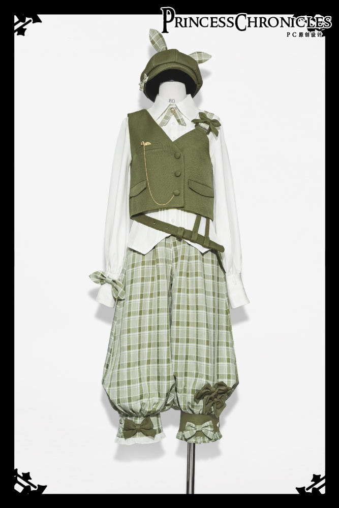Princess Chronicles The Secret Morning Post Vest, Pants, Blouse and Hat - Matcha Ouji Fashion