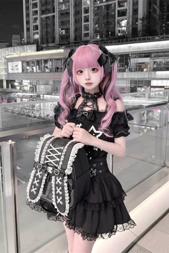 Puppet Bombs ~Star Bunny~ Jirai Kei T-shirt Skirt and Backpack