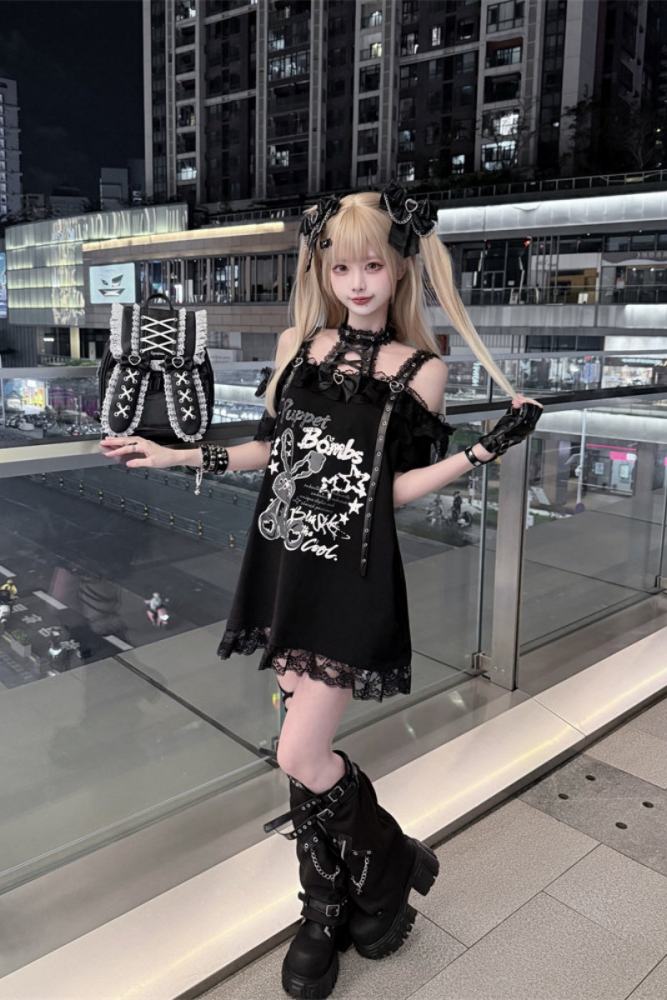 Puppet Bombs ~Star Bunny~ Jirai Kei T-shirt Skirt and Backpack