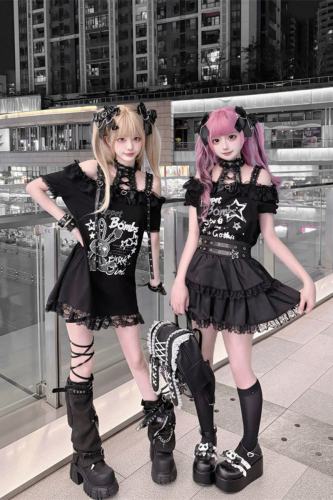 Puppet Bombs ~Star Bunny~ Jirai Kei T-shirt Skirt and Backpack