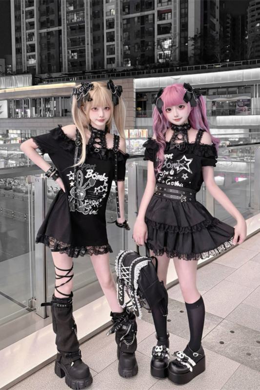 Puppet Bombs ~Star Bunny~ Jirai Kei T-shirt Skirt and Backpack