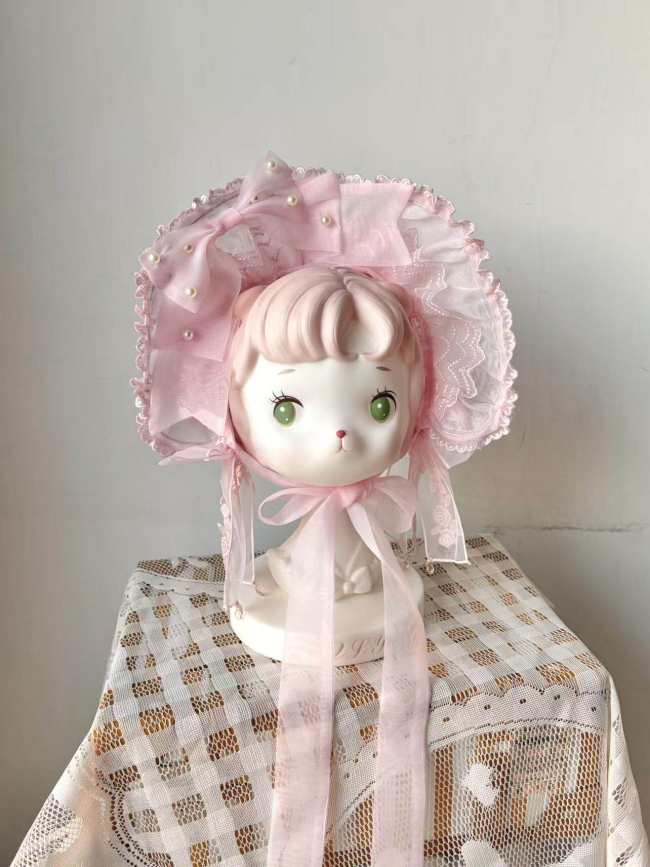 White Bird ～Romantic Castle～ Lolita Headbow Bonnet and Wristcuffs