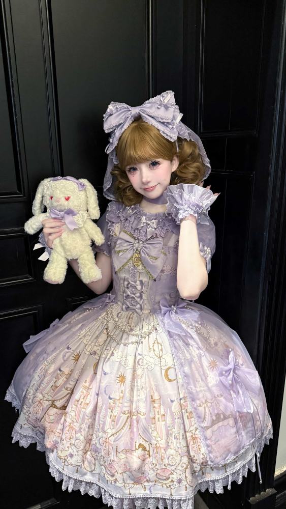 White Bird ～Romantic Castle～ Lolita Headbow Bonnet and Wristcuffs