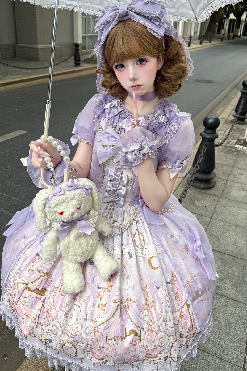 ピアス　蝶　紫　ビジュー　ホワイト　リボン　桜　サークル　揺れる　ロリータ White Bird ～Romantic Castle～ Fantasy Pink Purple Lolita JSK