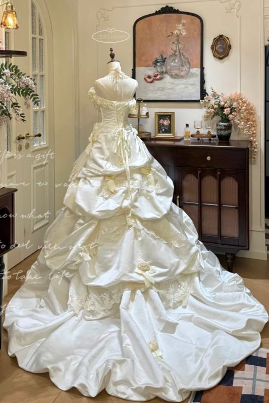 Handmade Floor Length Wedding Gown Bridal Dress
