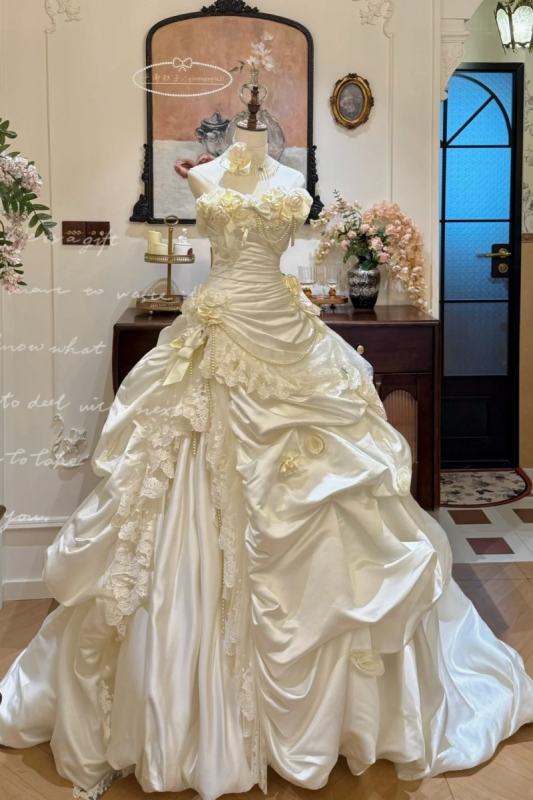 Handmade Floor Length Wedding Gown Bridal Dress