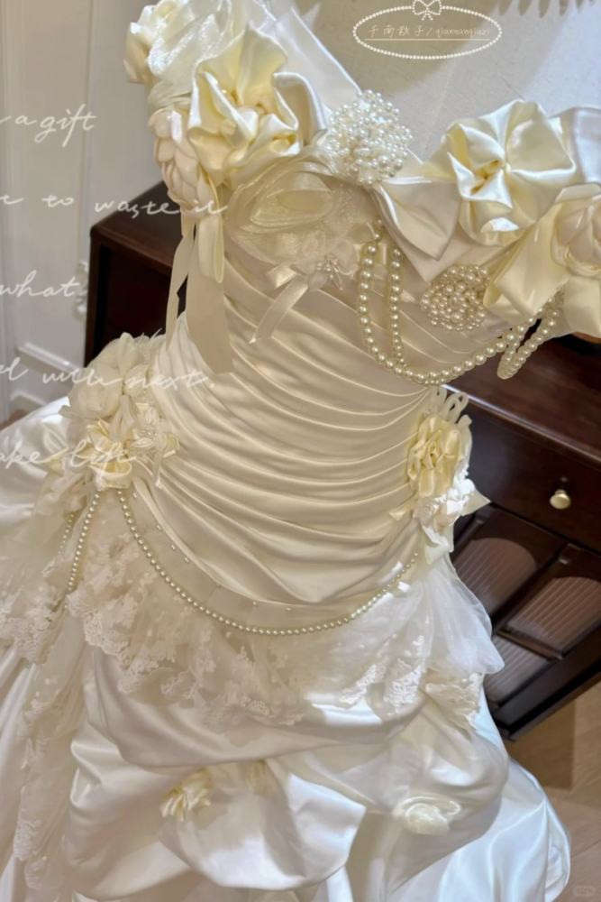 Handmade Floor Length Wedding Gown Bridal Dress