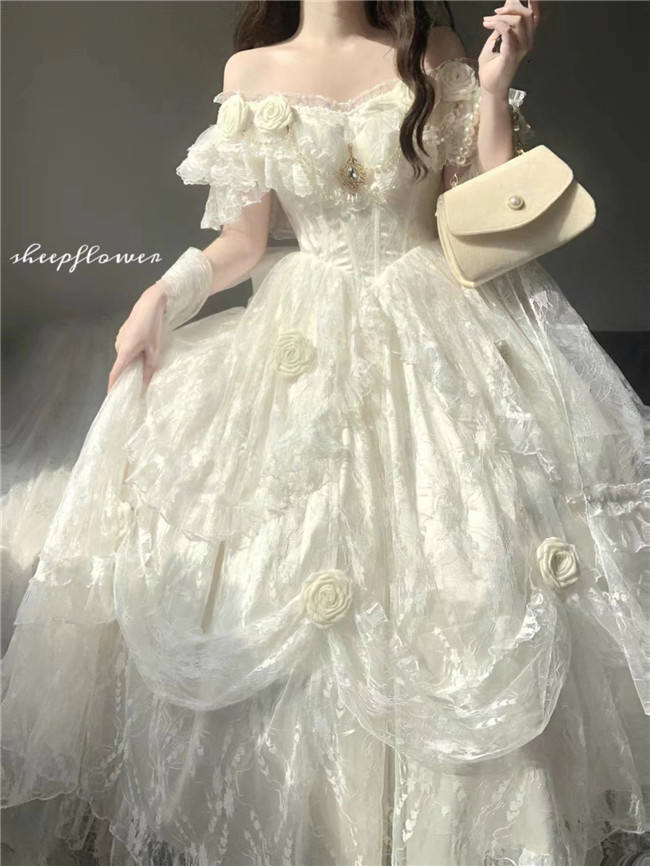 Meowing and Fruity Tana Manor Vintage Lolita Wedding Dress