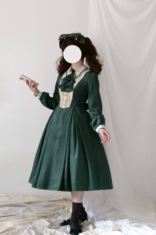Miss Point Golden Movement College Lolita Dress One Piece Green XL In Stock