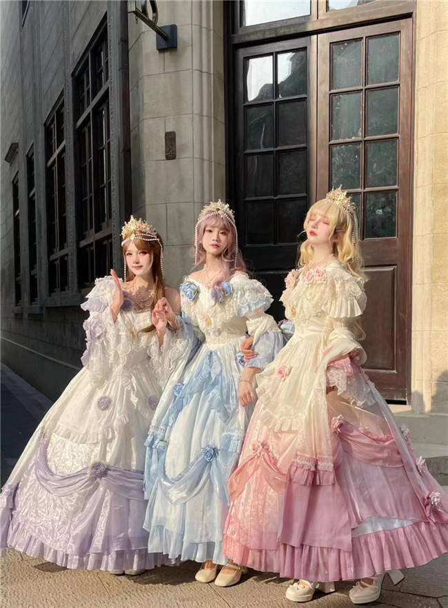 Meowing and Fruity Tana Manor Ombre Vintage Lolita Wedding Dress