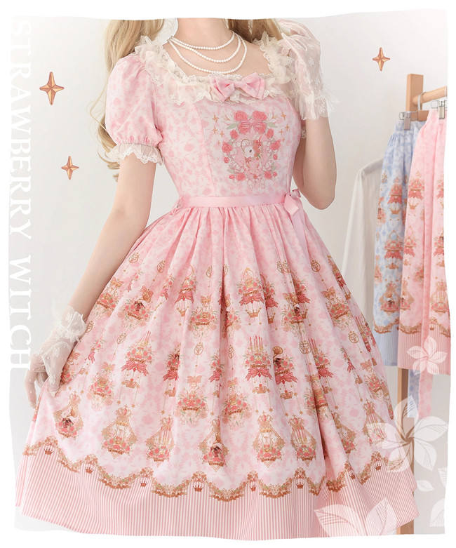 Strawberry Witch the Rabbit in the Rose Garden Lolita Dress, Skirt and Blouse