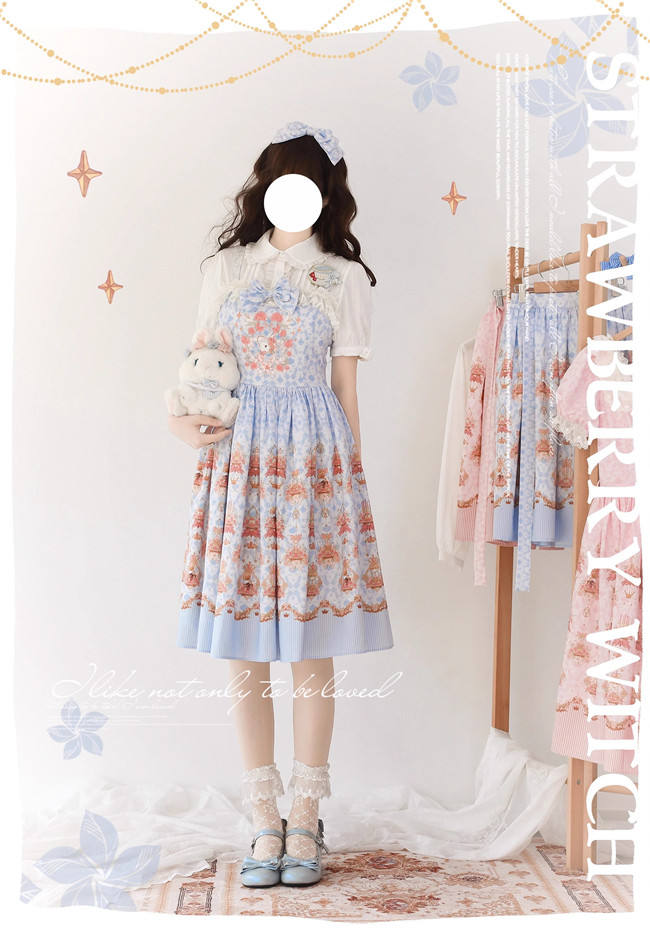 Strawberry Witch the Rabbit in the Rose Garden Lolita Dress, Skirt and Blouse