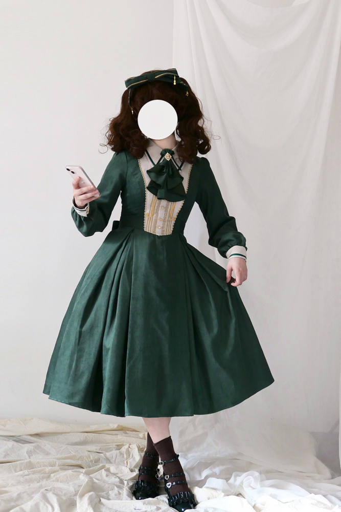 Miss Point Golden Movement College Lolita Dress One Piece Green XL In Stock