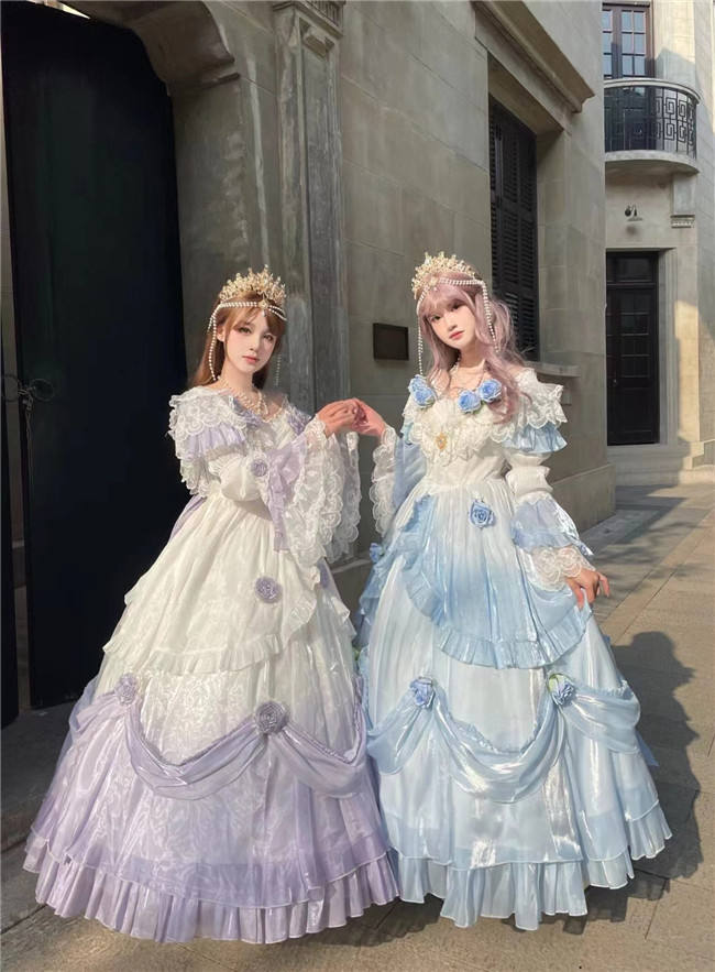 Meowing and Fruity Tana Manor Ombre Vintage Lolita Wedding Dress