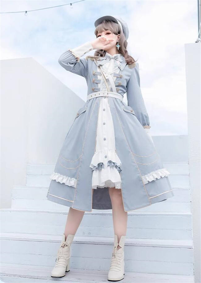 Ying Luo Fu Starsea Fantasy Military Lolita Dress, Cape, Blouse and Hat