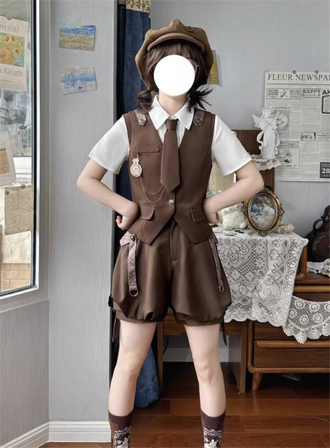 Unchartde Stars Bunny Detective Ouji Lolita Blouse, Vest and Pants