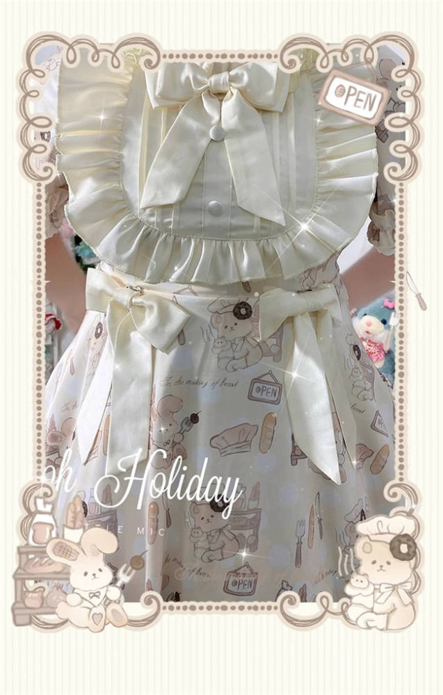 Plus Size Bunny Making Bread Sweet Lolita Dress
