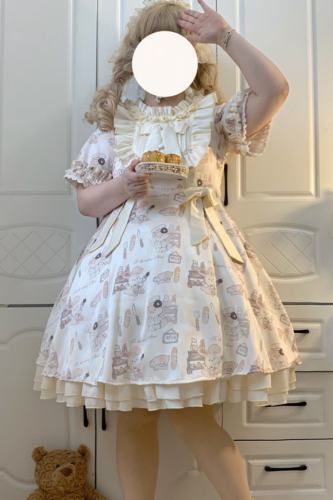 Plus Size Bunny Making Bread Sweet Lolita Dress