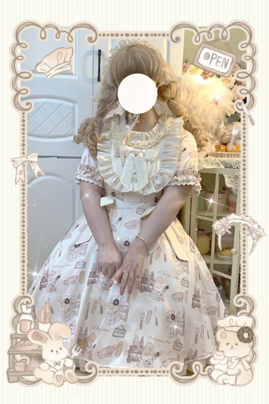 Plus Size Bunny Making Bread Sweet Lolita Dress