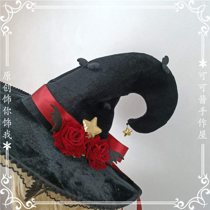 Dark Black Halloween Gothic Lolita Witch Hat