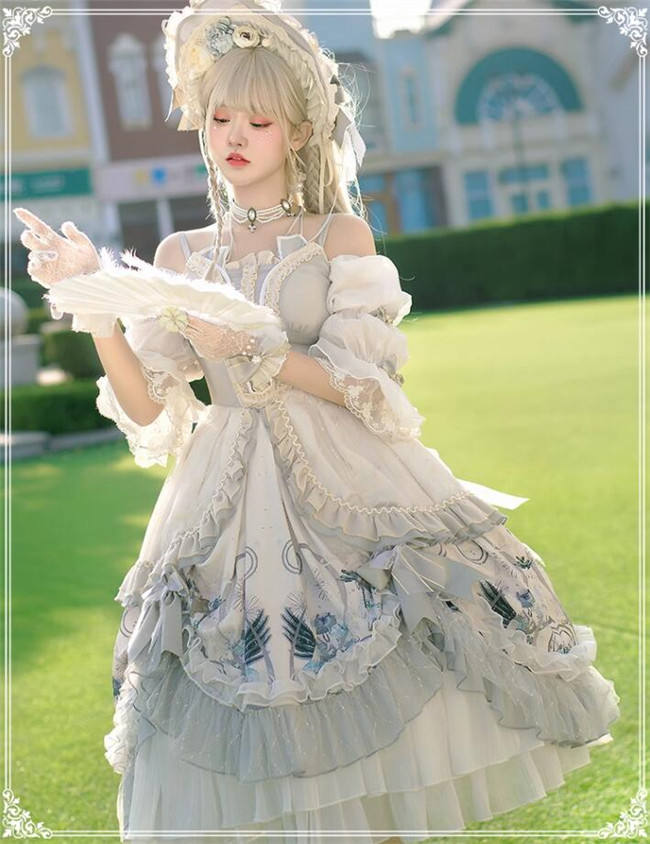Ying Luo Fu Rose Maiden Elegant Lolita OP and Accessories