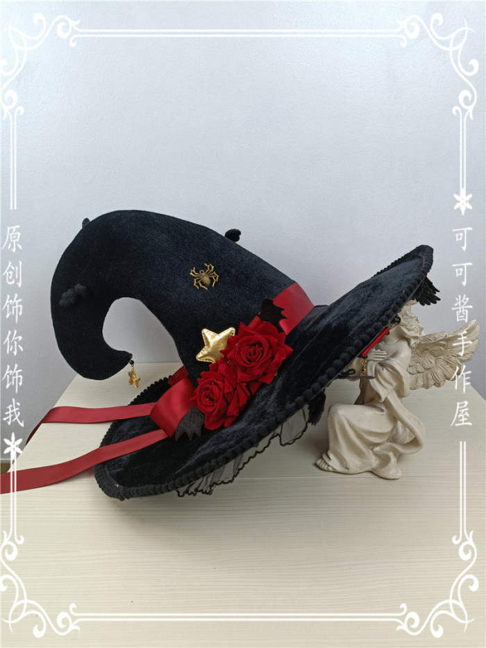 Dark Black Halloween Gothic Lolita Witch Hat
