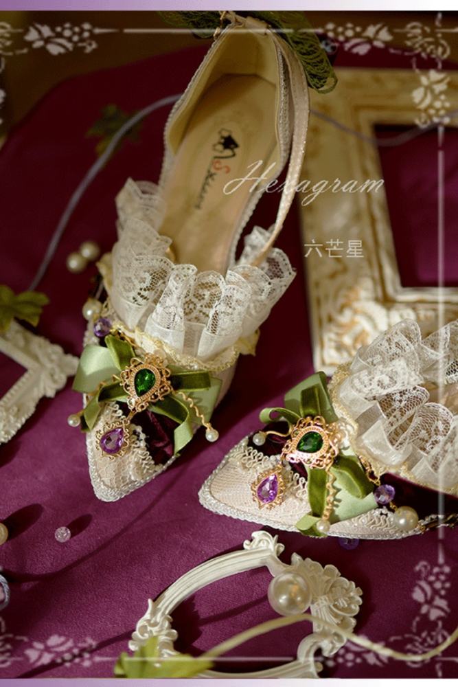 Hexagram ~Loire Vineyards~ Lacework Bow Heels Shoes