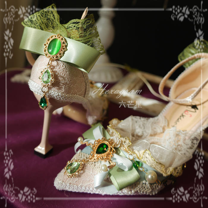 Hexagram ~Loire Vineyards~ Lacework Bow Heels Shoes