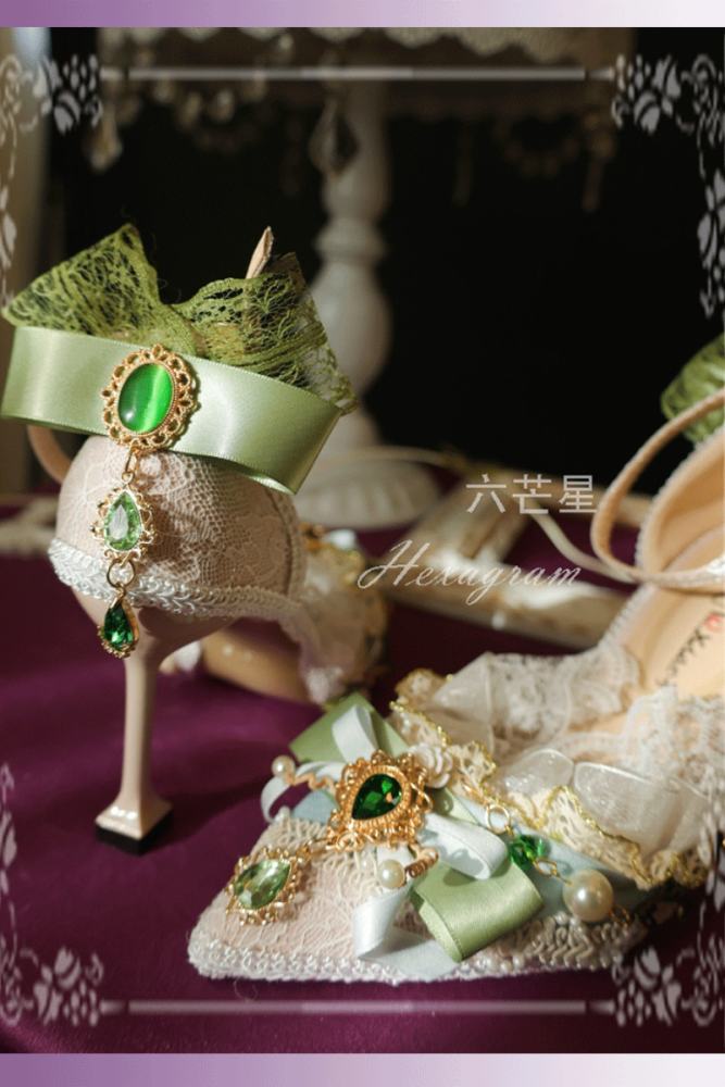 Hexagram ~Loire Vineyards~ Lacework Bow Heels Shoes