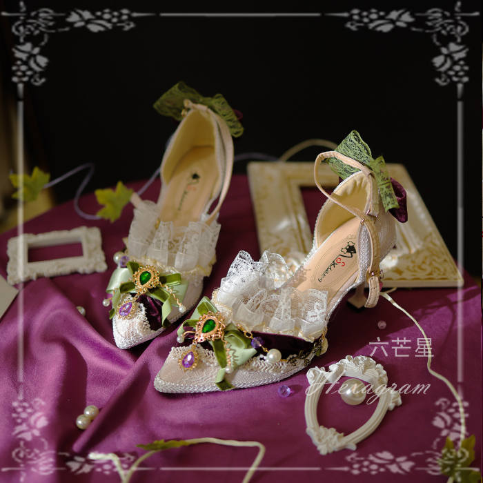 Hexagram ~Loire Vineyards~ Lacework Bow Heels Shoes