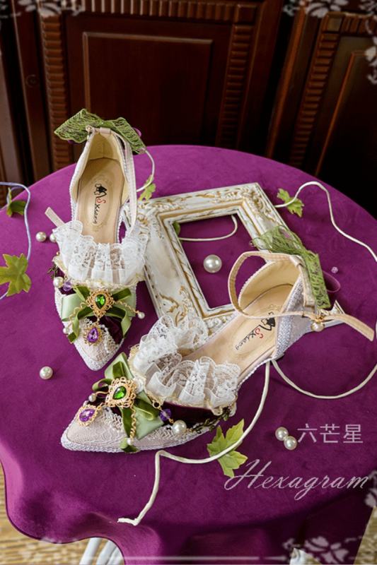 Hexagram ~Loire Vineyards~ Lacework Bow Heels Shoes