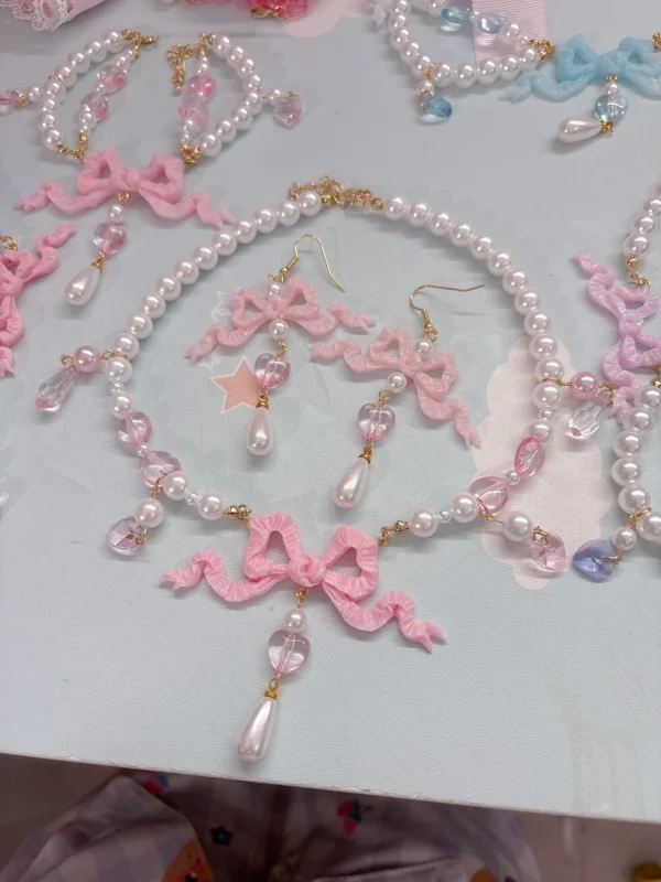 Princess Bow Lolita Pink Blue Purple Necklace