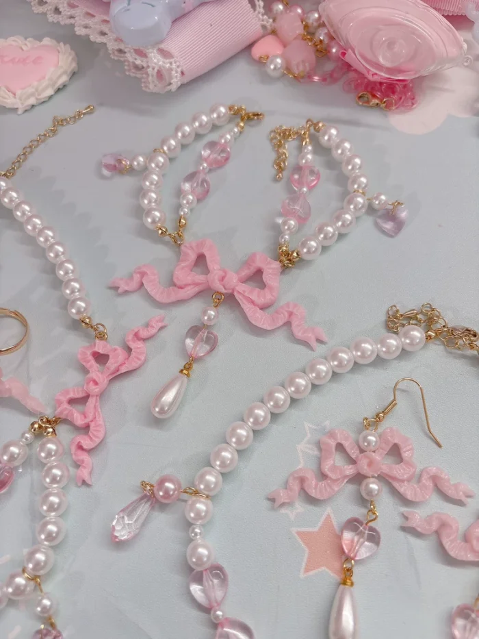 Princess Bow Lolita Pink Blue Purple Necklace