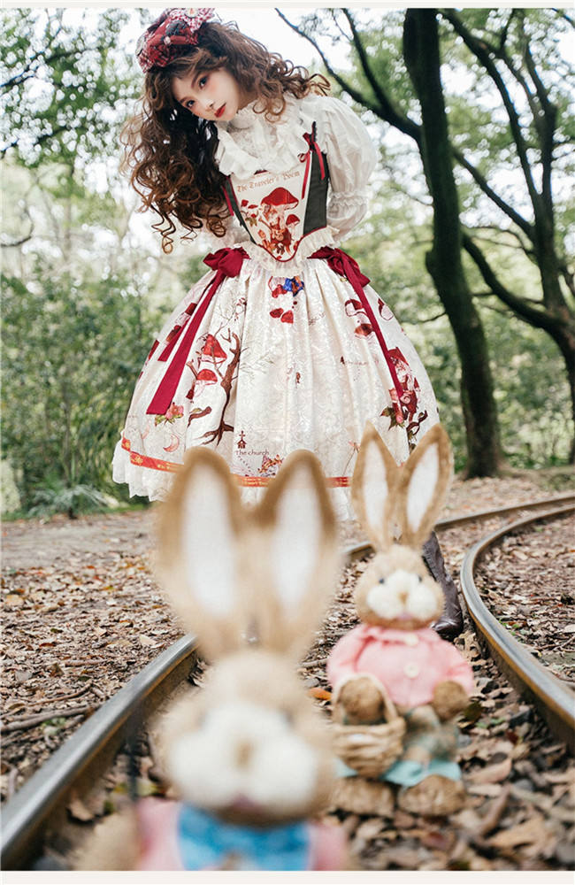 Cat Traveler Vintage Lolita Skirt, Vest and Blouse