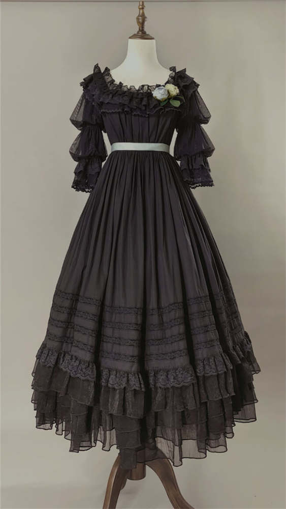 Farewell Rococo Black and Beige Lolita Dress