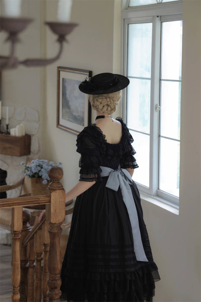 Farewell Rococo Black and Beige Lolita Dress