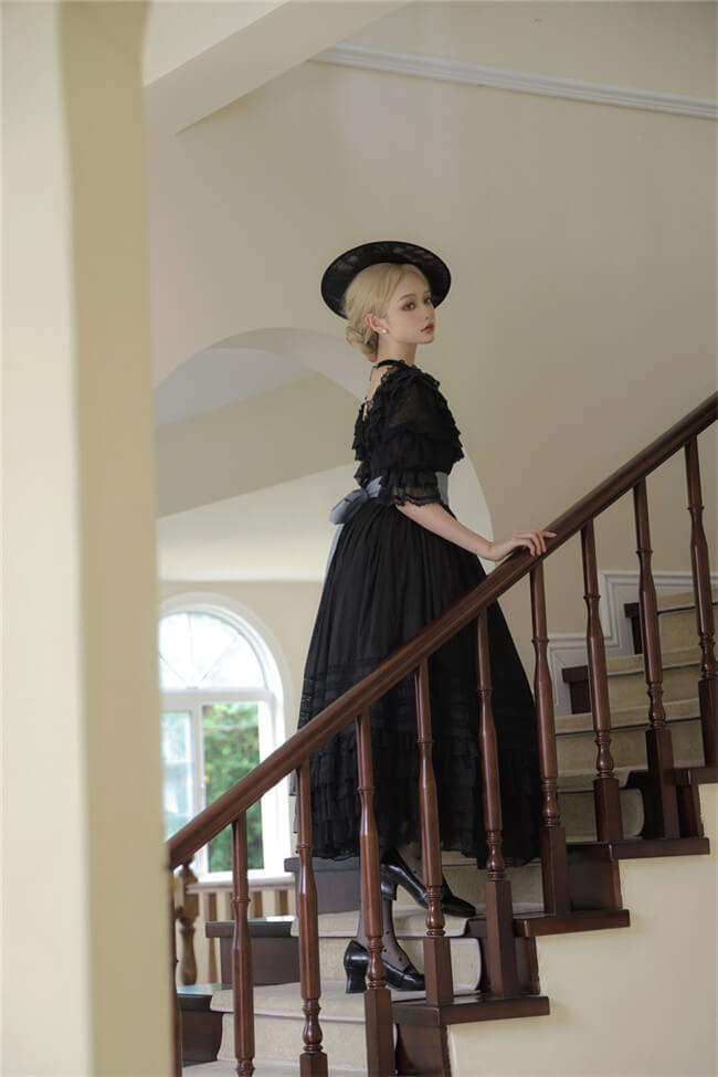 Farewell Rococo Black and Beige Lolita Dress