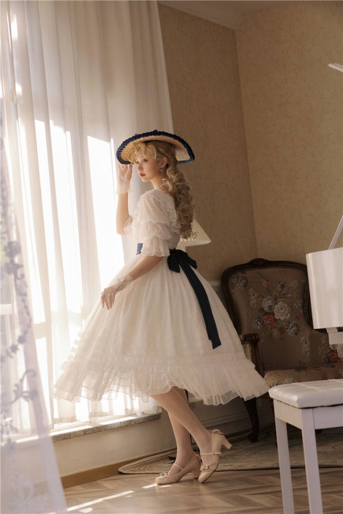 Farewell Rococo Black and Beige Lolita Dress