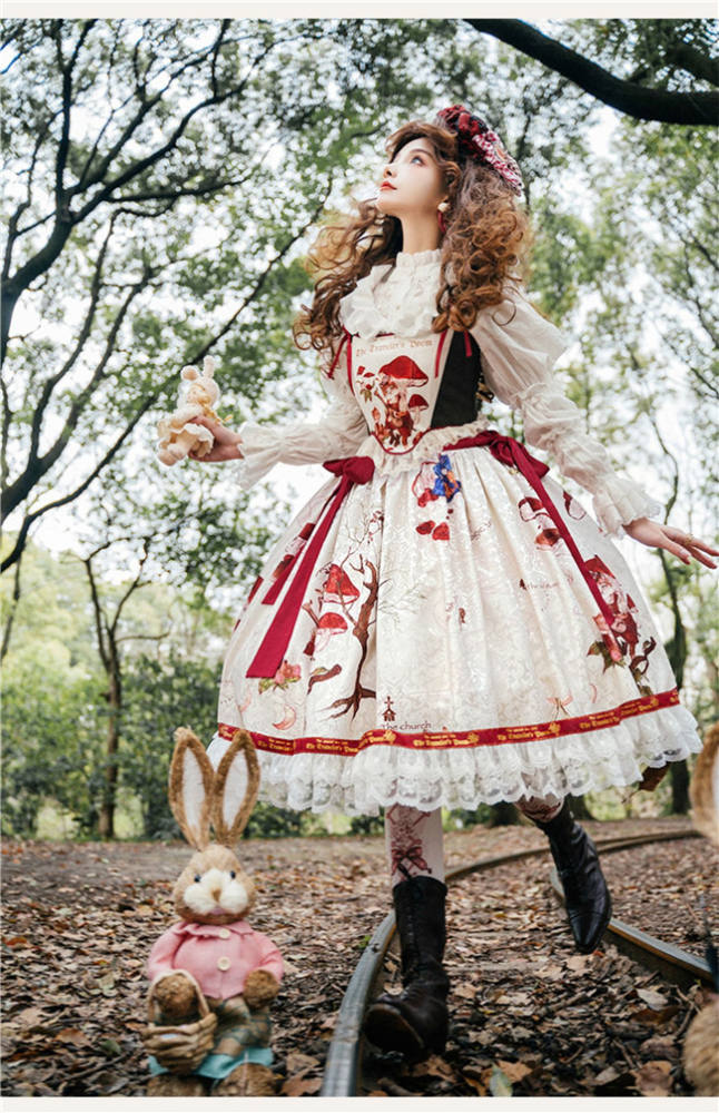Cat Traveler Vintage Lolita Skirt, Vest and Blouse