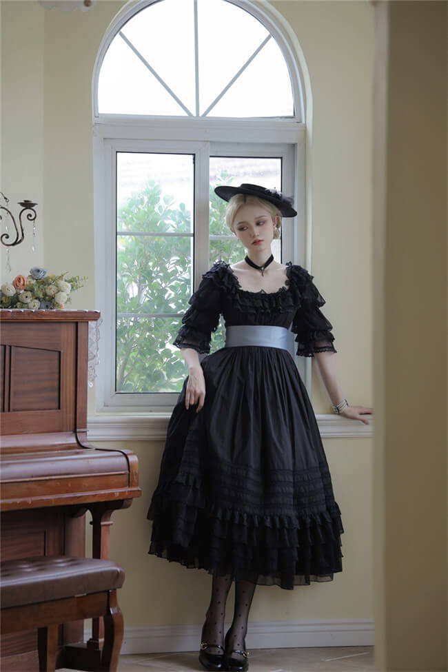 Farewell Rococo Black and Beige Lolita Dress
