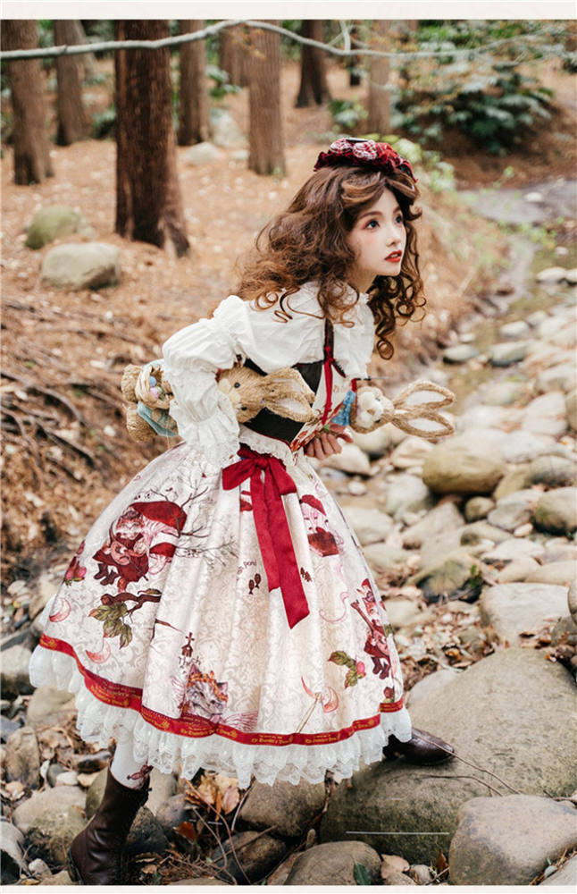 Cat Traveler Vintage Lolita Skirt, Vest and Blouse