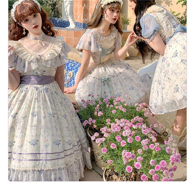 Withpuji Summer Flower Wall Lolita Dress