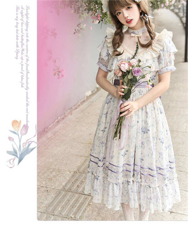 Withpuji Summer Flower Wall Lolita Dress