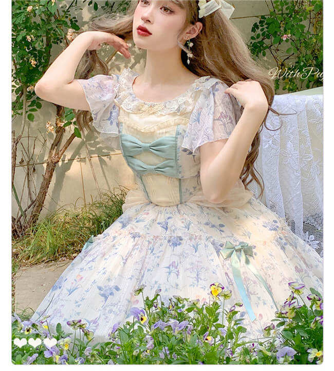 Withpuji Summer Flower Wall Lolita Dress