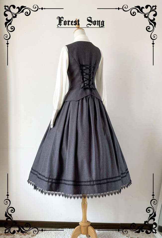 The Griffin Deal Corset Stripe Lolita Skirt and Vest