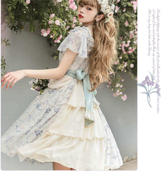Withpuji Summer Flower Wall Lolita Dress