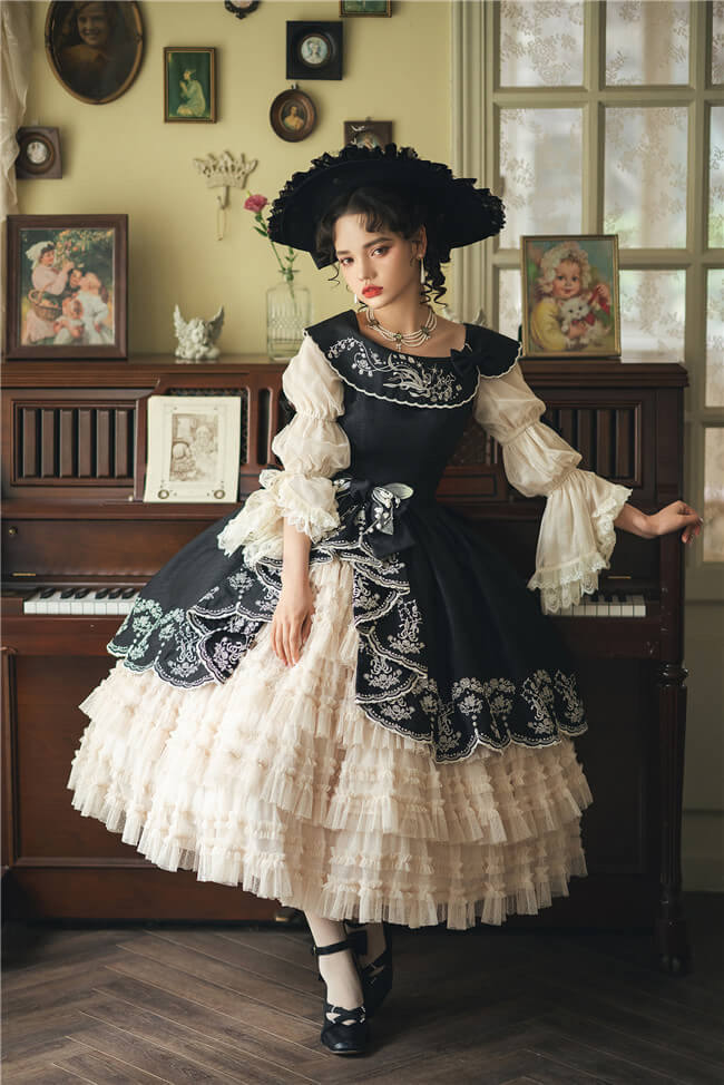 Embroidered Lily of the Valley Elegant Classic Lolita Dress