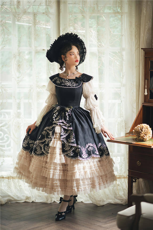 Embroidered Lily of the Valley Elegant Classic Lolita Dress