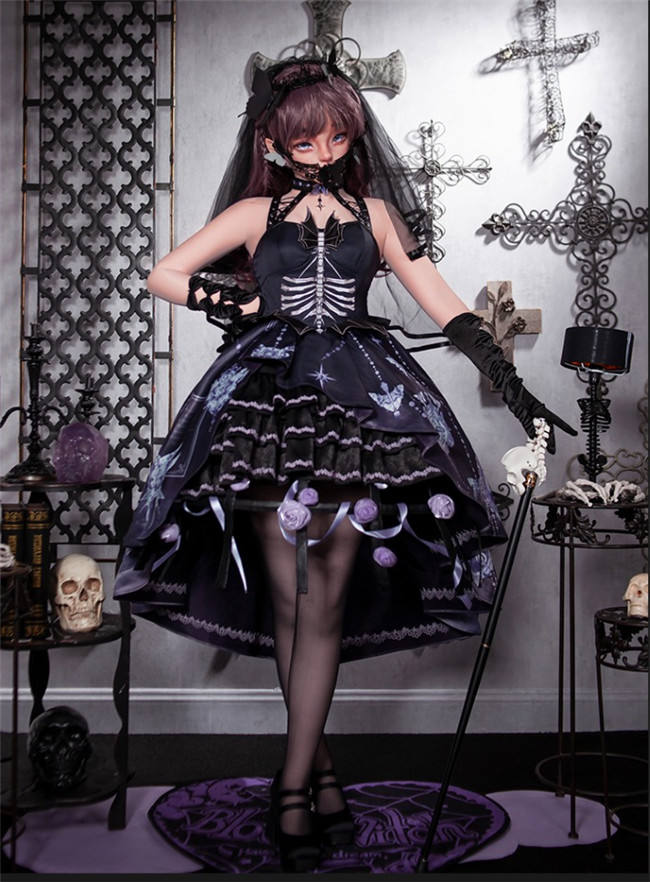 Ying Luo Fu Skeletons Feast Gothic Lolita Dress Jumpers